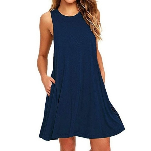 Women's dress comfortable beach dress solid color - Picture 3 of 8